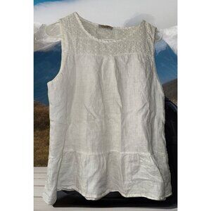 Francesca Bettini Women's Linen Italian Blouse‎ Size Small Eyelet Ruffle Resort